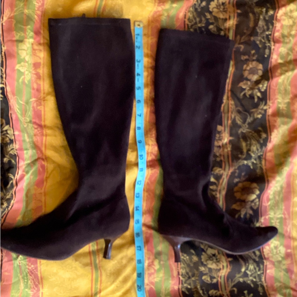 🫎  TALBOTS BROWN SUEDE 20” ZIP UP High Heel Boots 👢